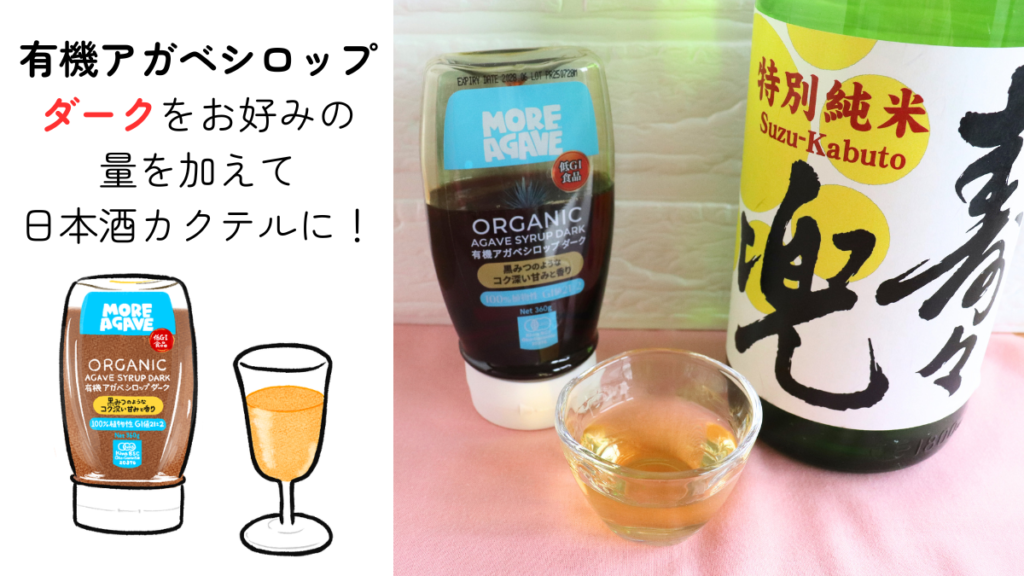 特別純米 寿々兜と有機アガベシロップダークとの日本酒カクテルの写真とカクテルのイラスト画像